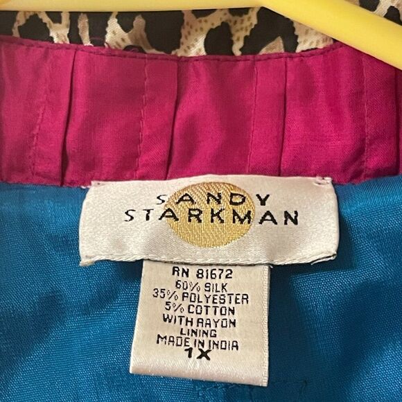 Sandy Starkman Patchwork Quilt Blazer SIlk Blend Jacket Plus Suze Curvy 1X - Picture 4 of 7